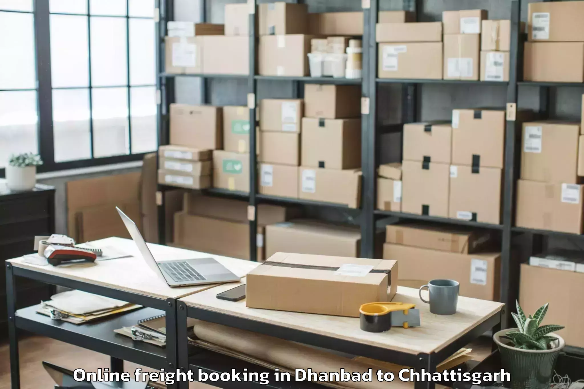 Leading Dhanbad to Khairagarh Online Freight Booking Provider